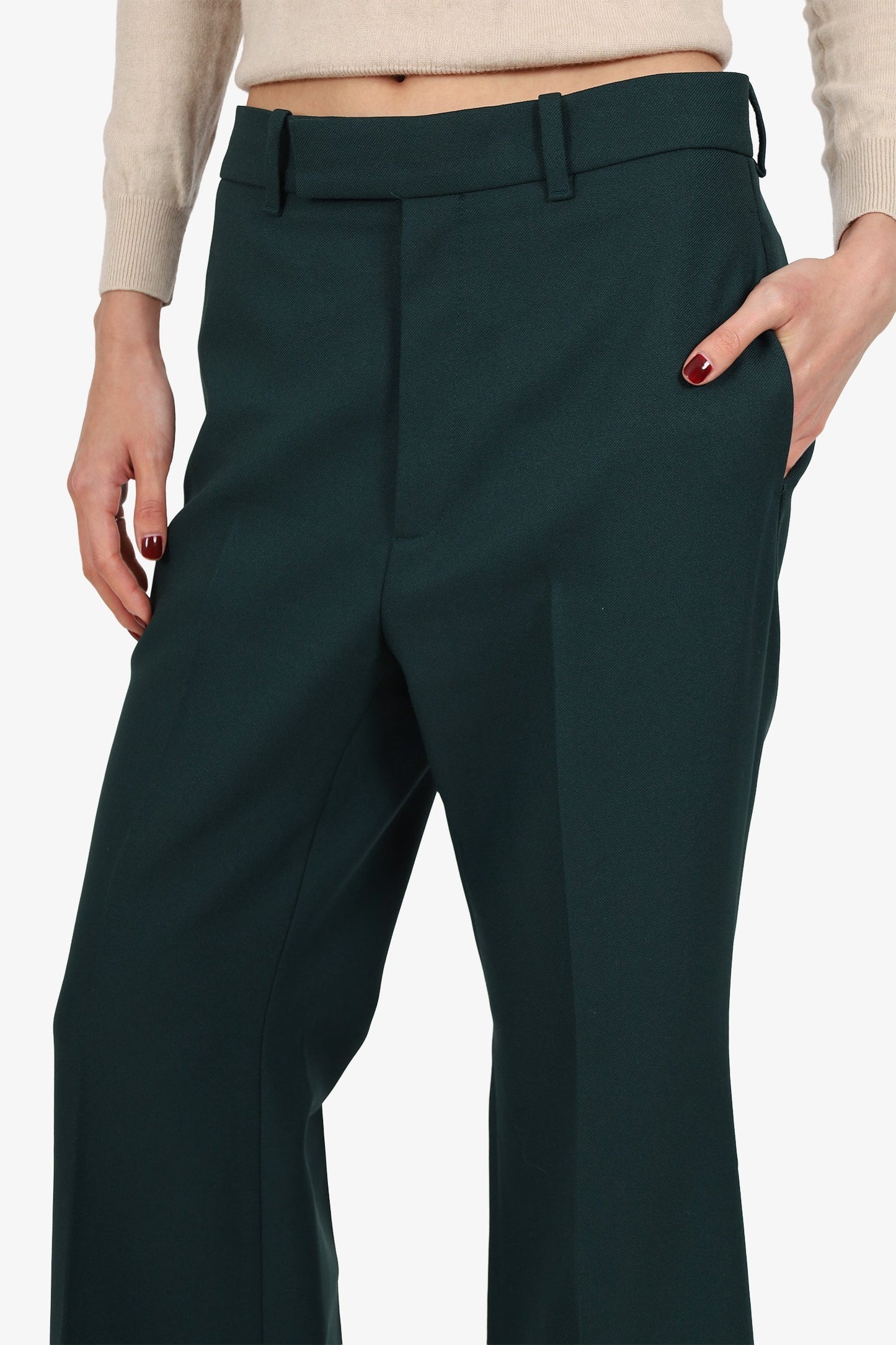 Gucci Dark Green Pleated Tro r Pants Size 40