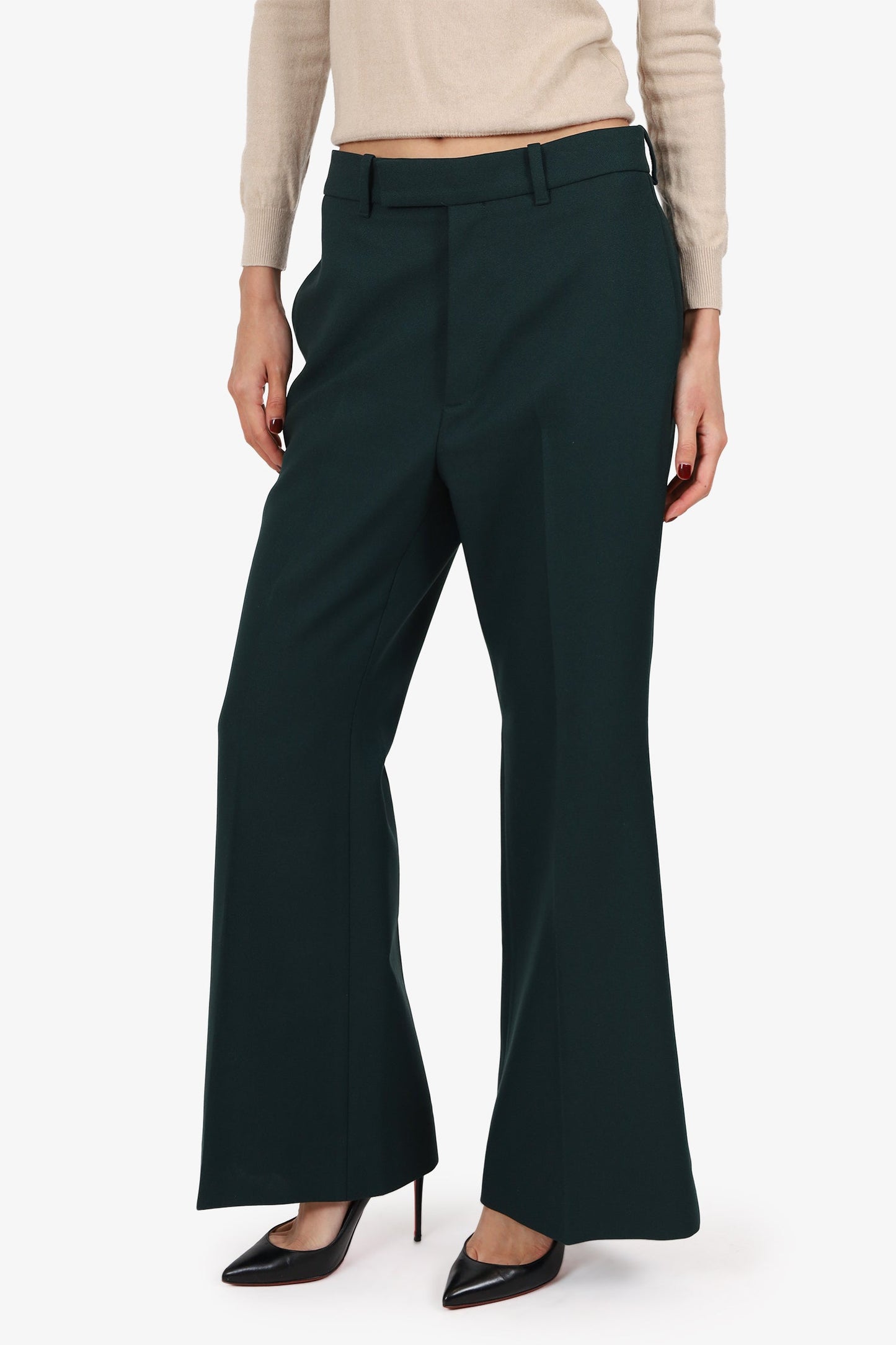 Gucci Dark Green Pleated Tro r Pants Size 40
