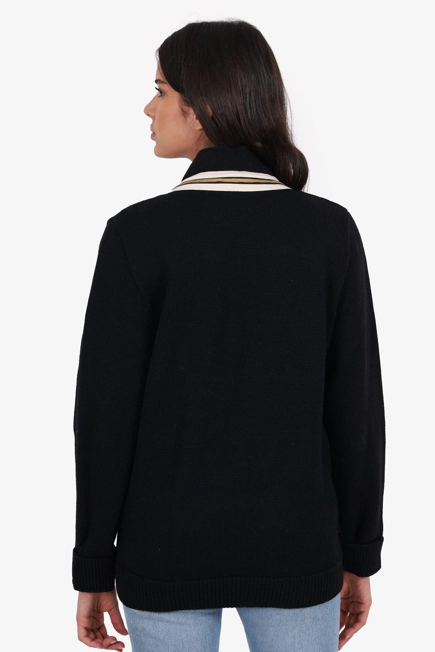 Gucci Black Wool Knit Bee Embroidery Cardigan Size S