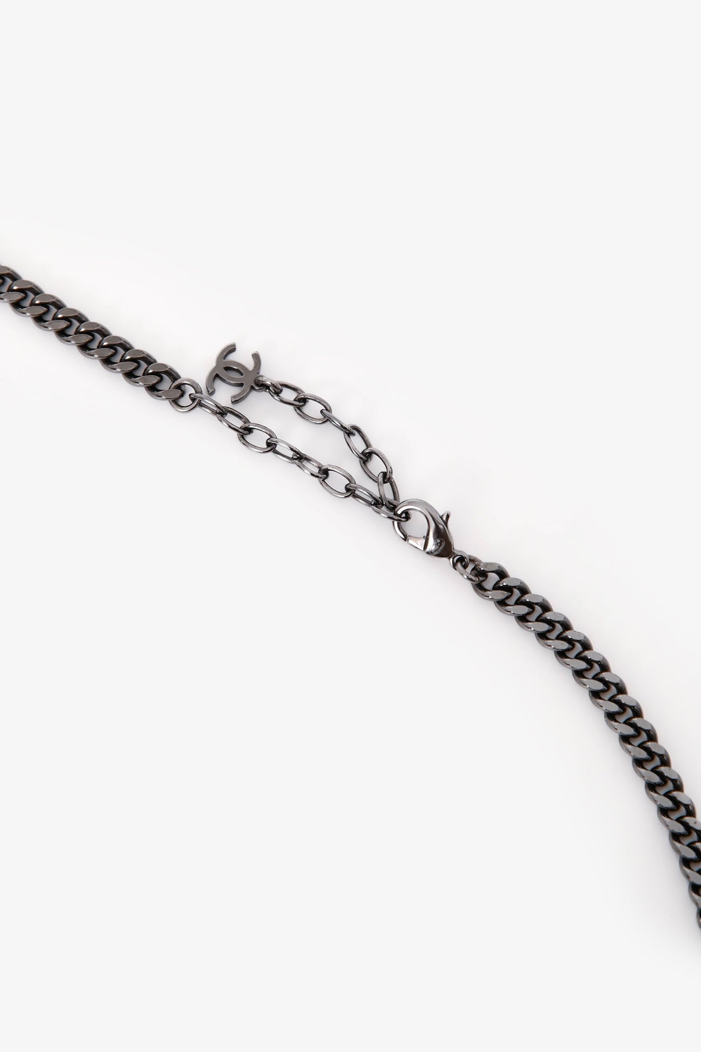 Pre-Loved Chanel™ Black Crystal Detail CC Necklace