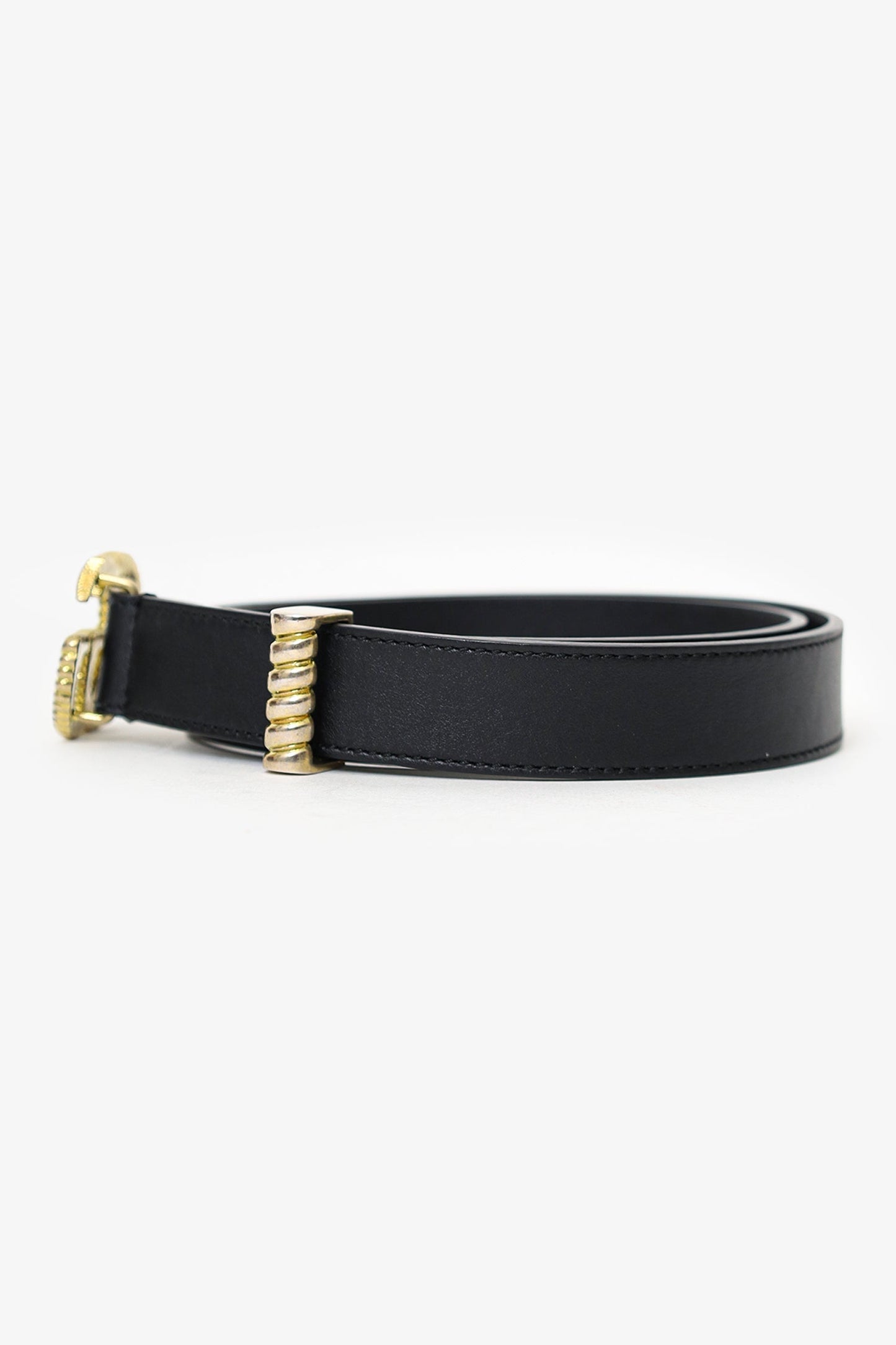 Gucci Black/Gold Leather GG Belt Size 70/28