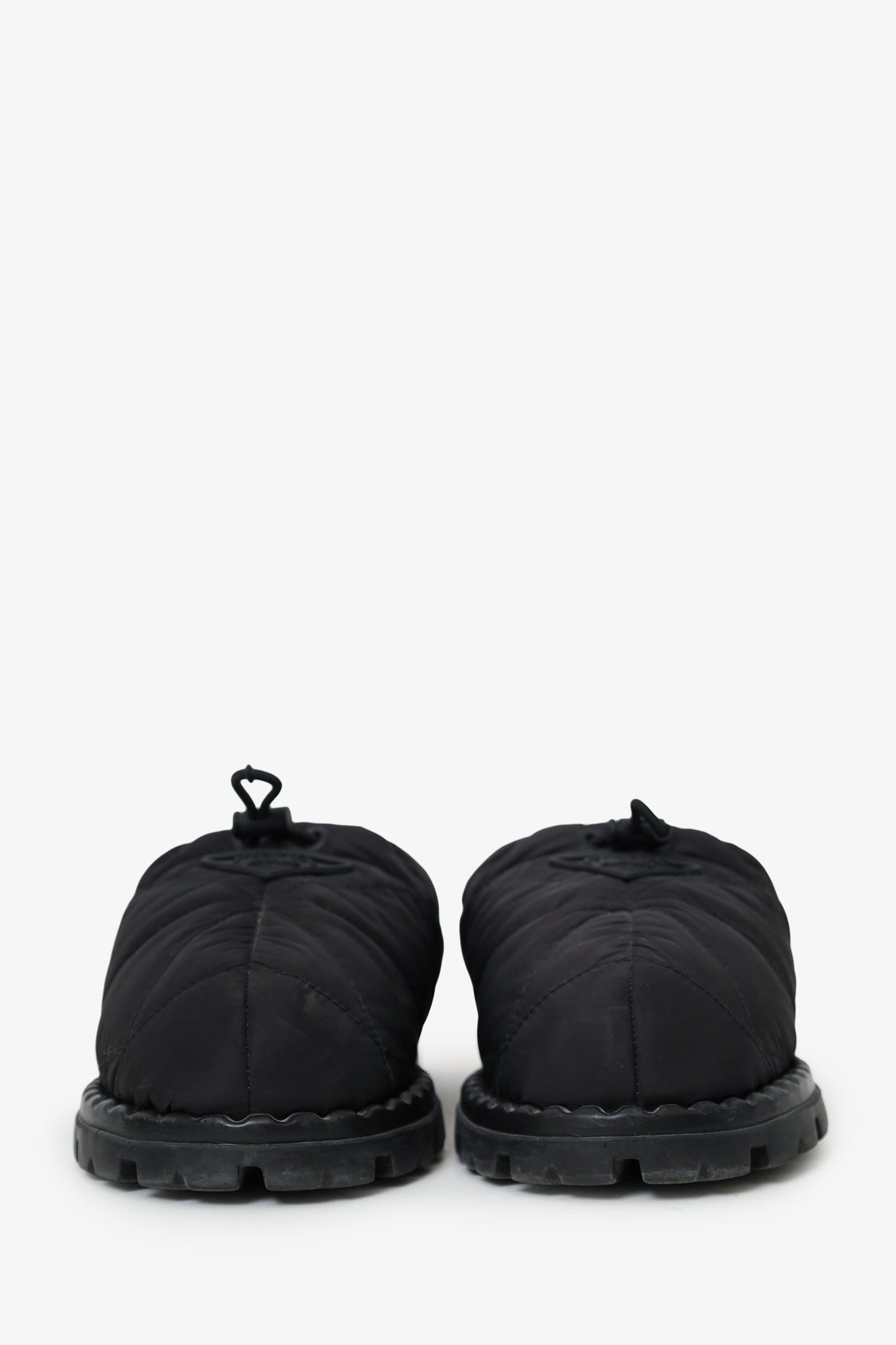 Prada Black Nylon Quilted Slipper Mule Size 38