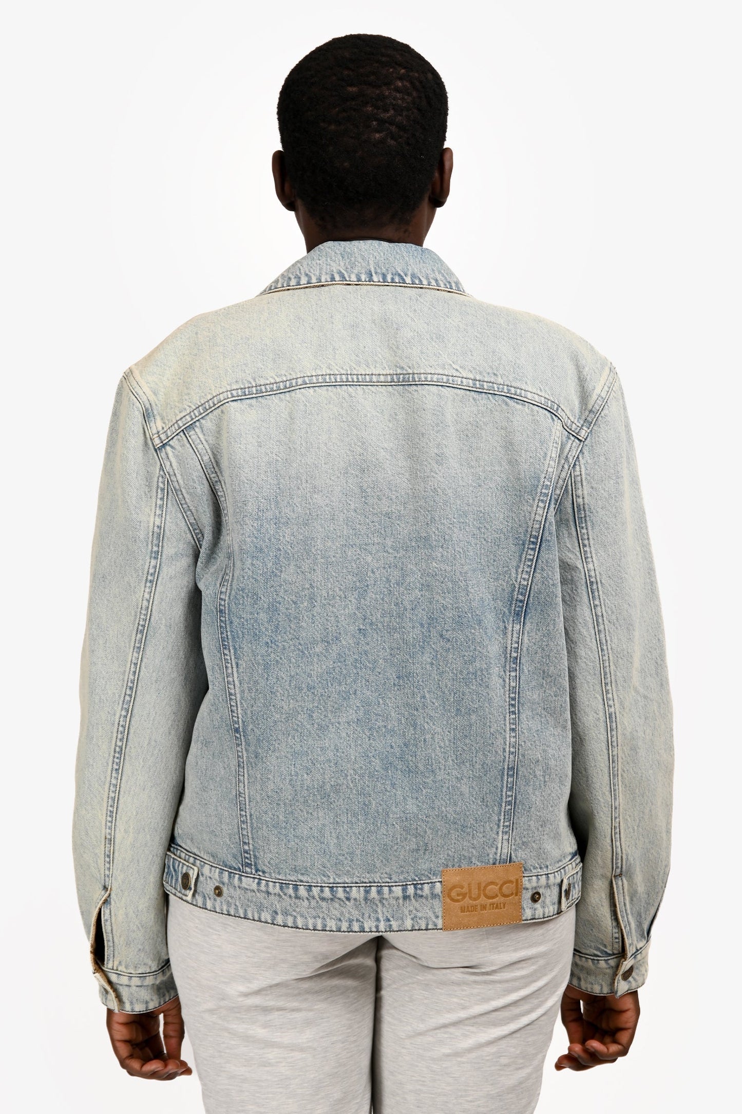 Gucci Blue Denim/GG Jacquard Reversible Jacket Size 46 Mens