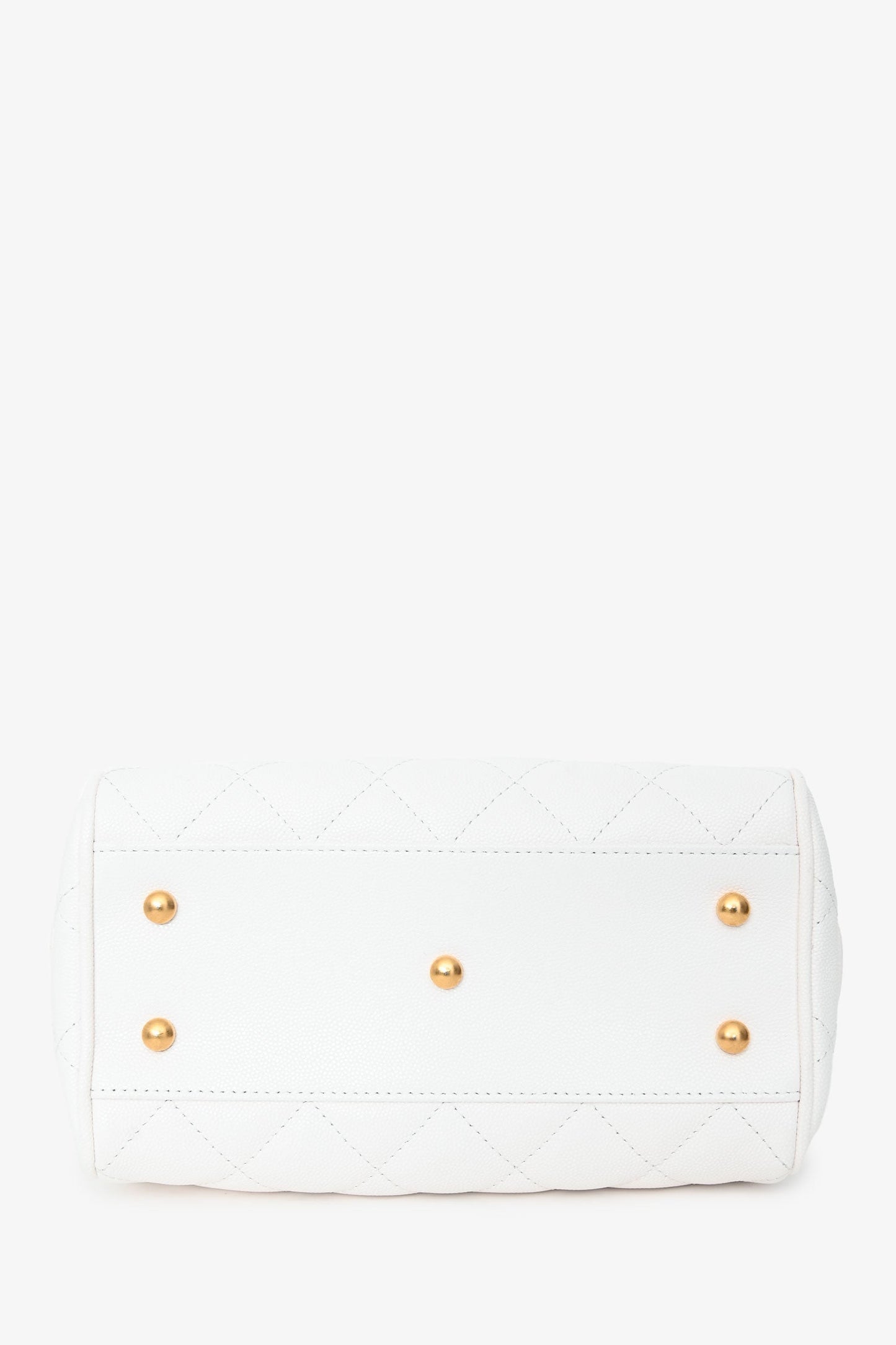 Pre-Loved Chanel™ White Caviar Leather Bowling Bag With Gold Hardware