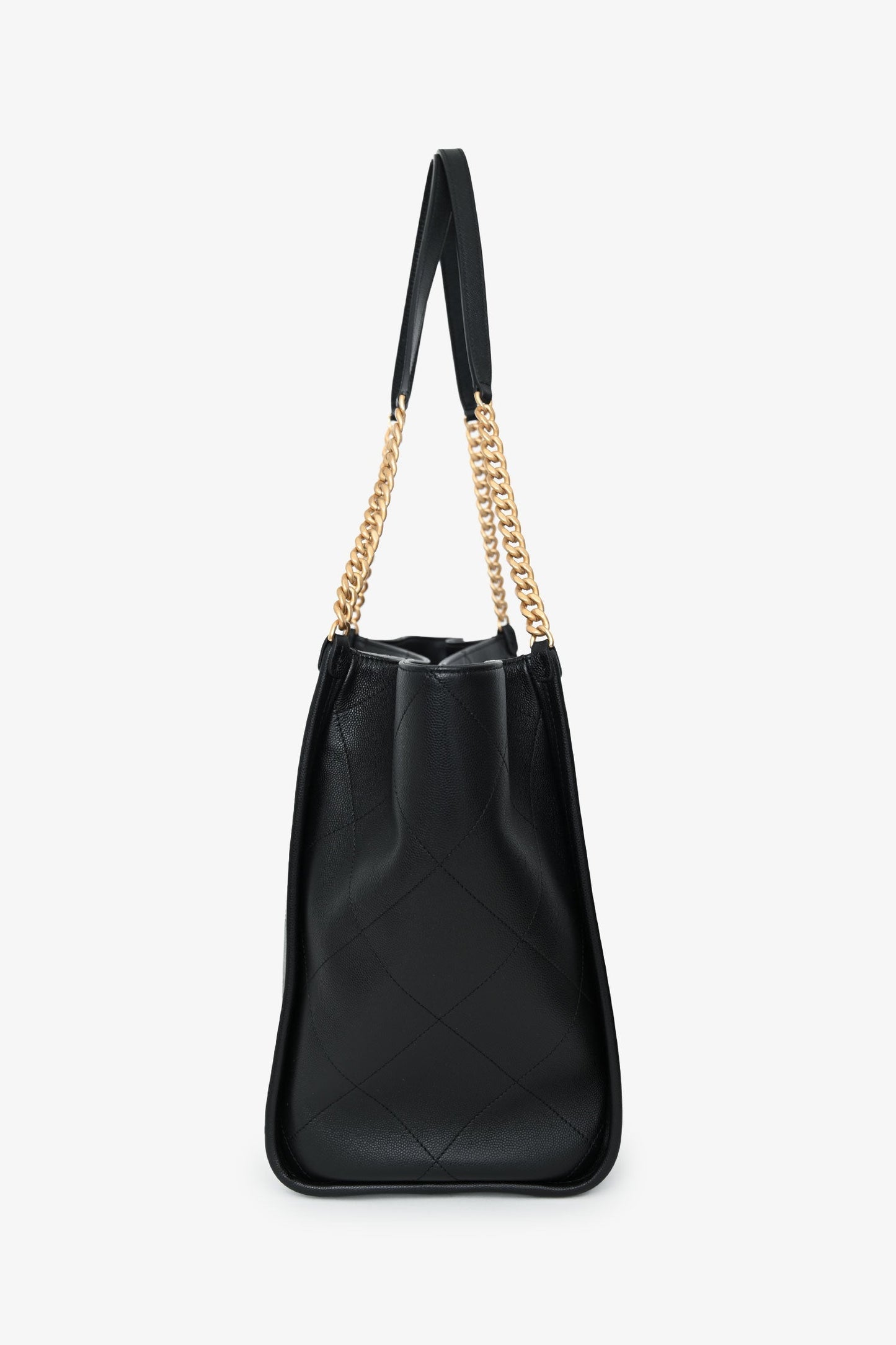 Pre-Loved Chanel™ 2025 Black Lambskin CC Large Shopping Tote with Pouch
