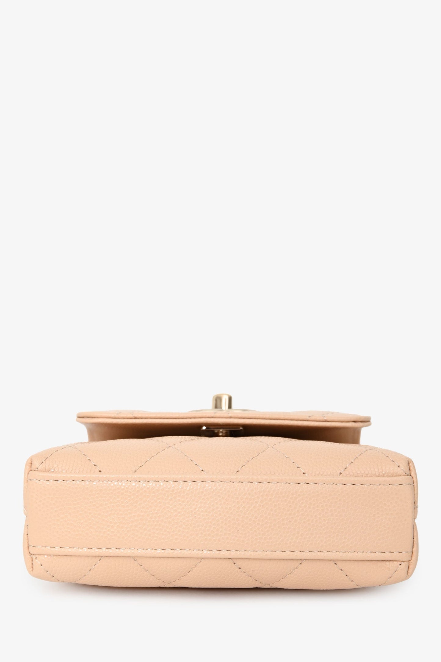 Pre-Loved Chanel™ Beige Caviar Leather Micro Coco Top Handle Bag with Chain