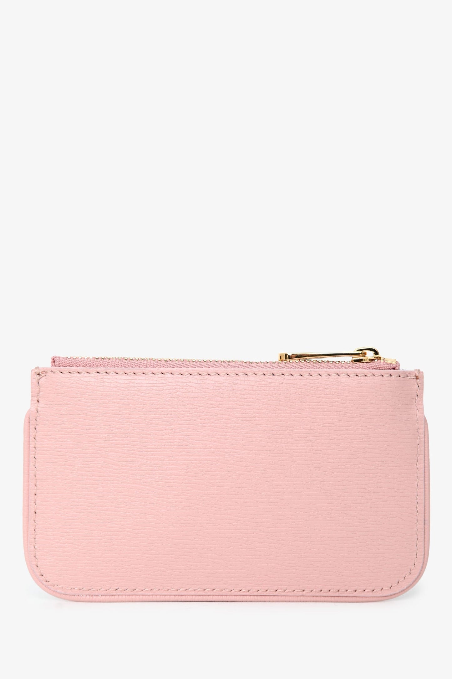Gucci Pink Leather Logo Zip Wallet With Keychain