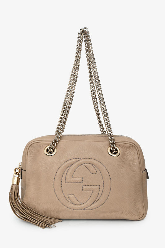 Gucci Brown Leather GG 'Soho' Camera Shoulder Bag