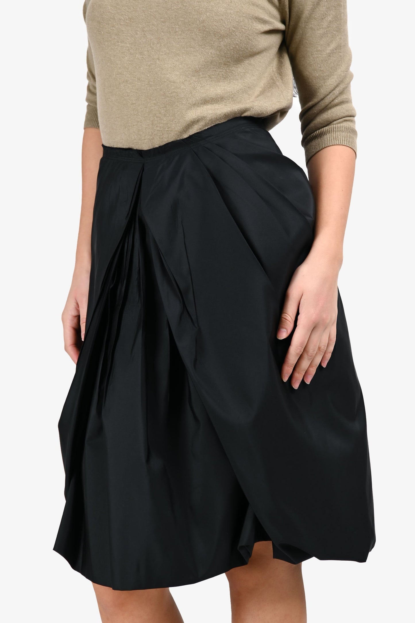 Prada   Black Nylon Ruched Skirt Size 44