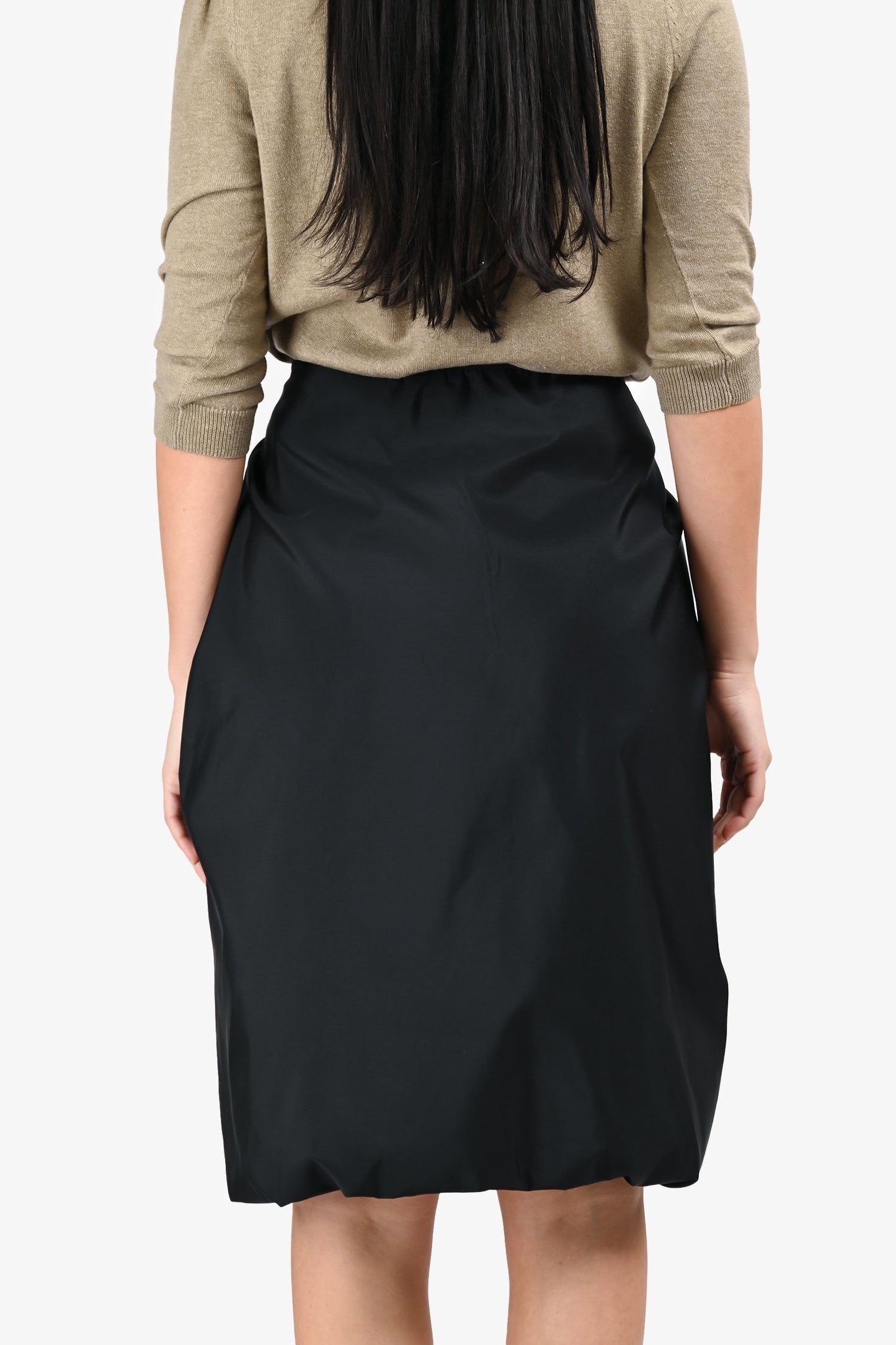 Prada   Black Nylon Ruched Skirt Size 44