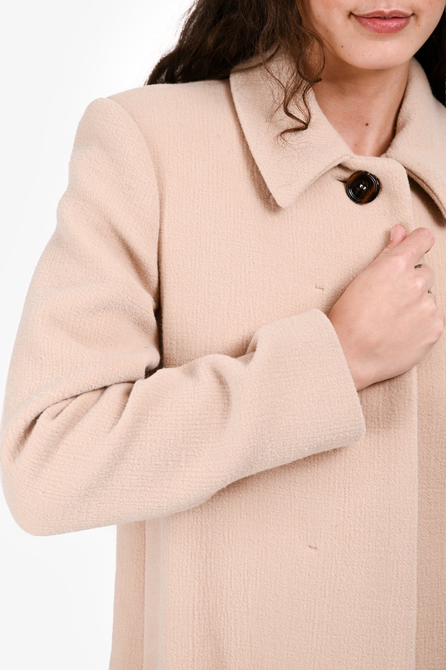 Chloe Beige Wool Single Breasted Midi Coat Size 40