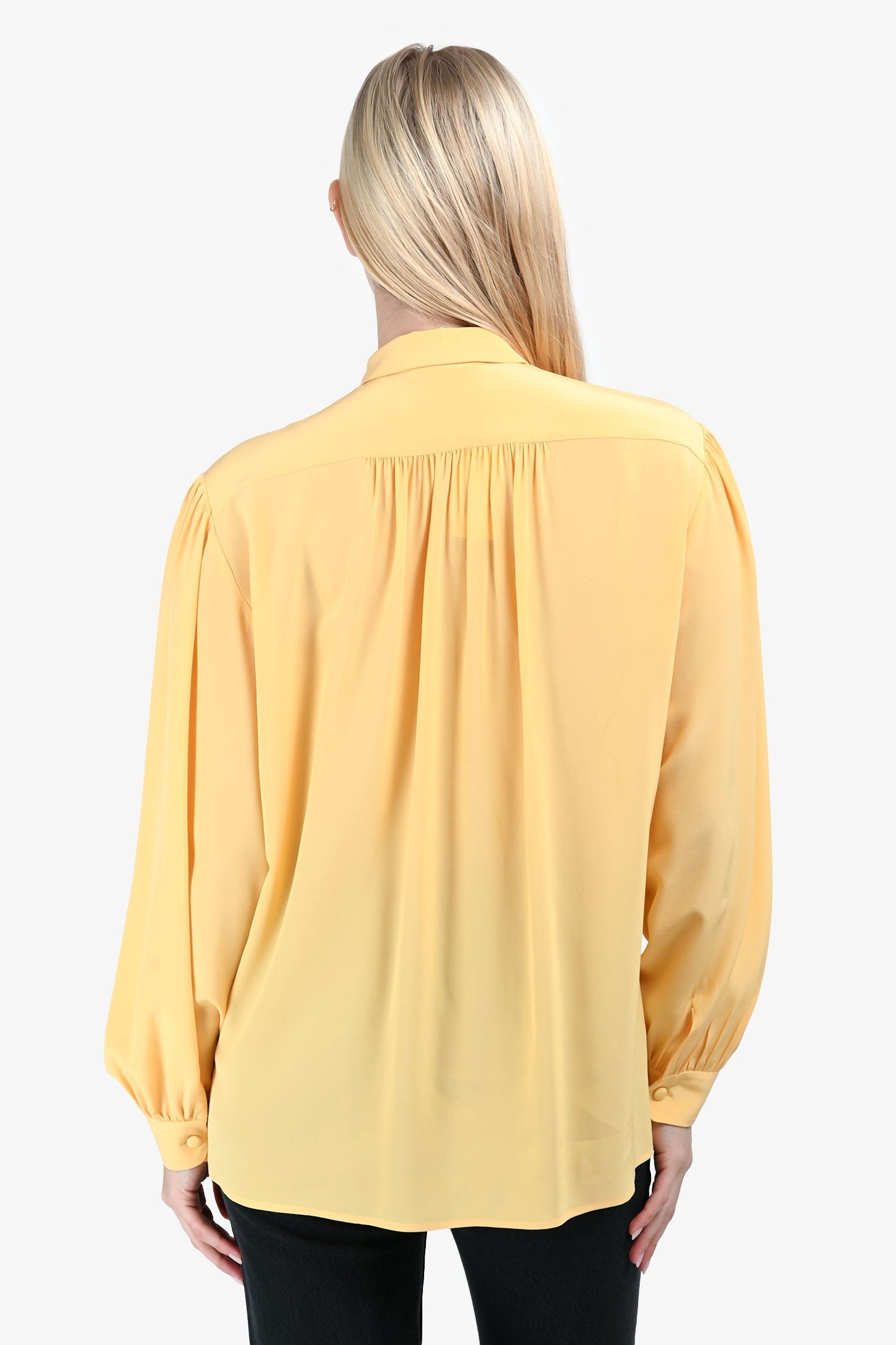 Gucci Yellow Silk Ruffle Blo  Size 40