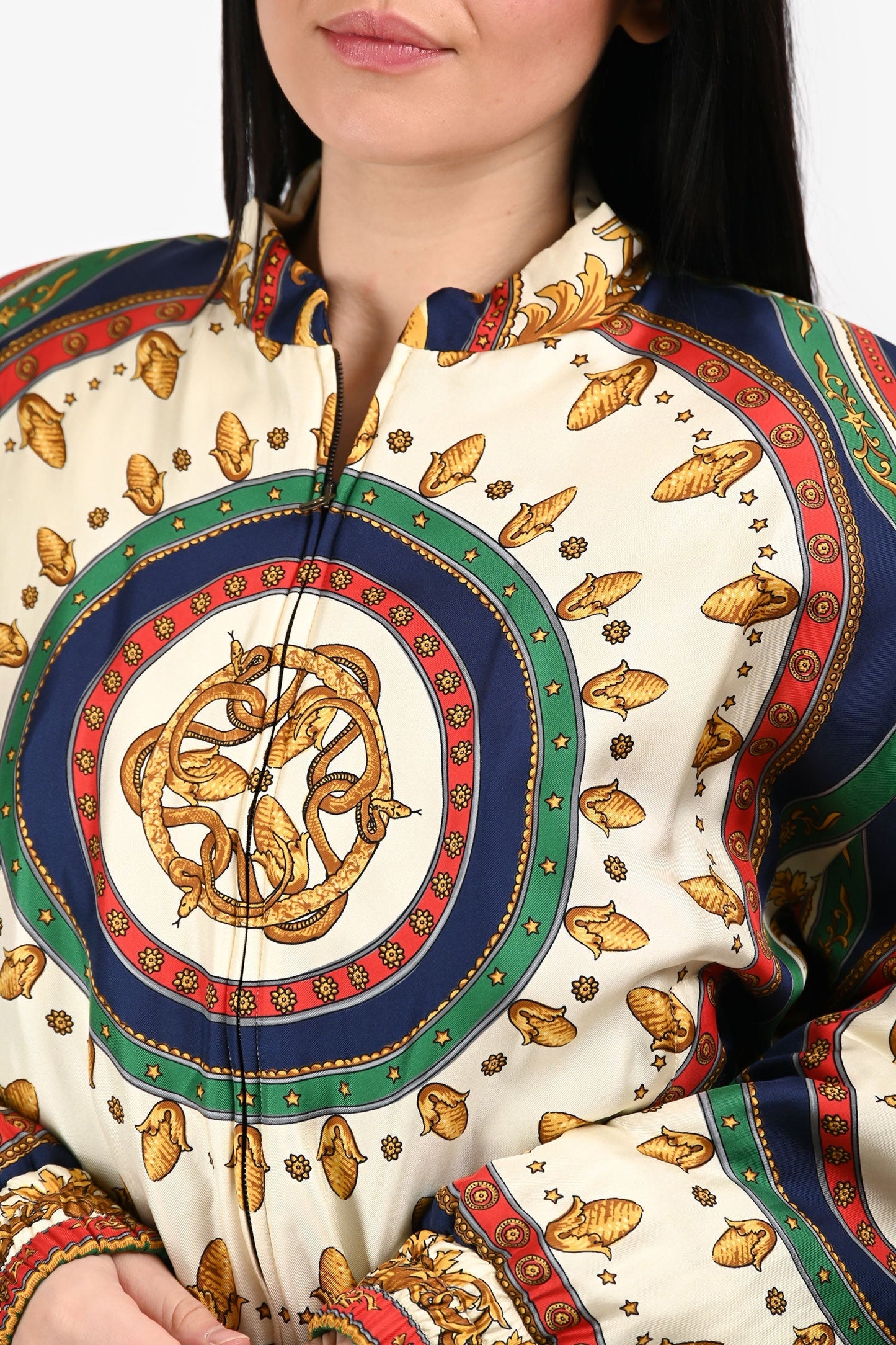Gucci 2019 Silk Blouson Bomber Jacket Size 44 Mens