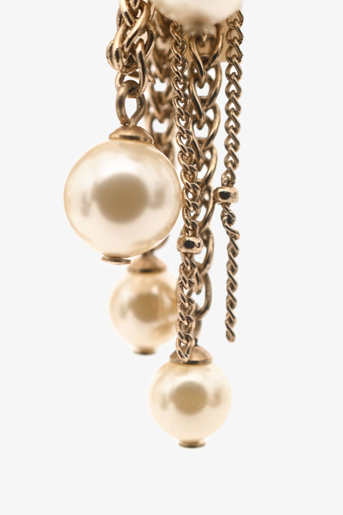 Pre-Loved Chanel™ 2020 Gold Tone Faux Pearl CC Ear Pendants