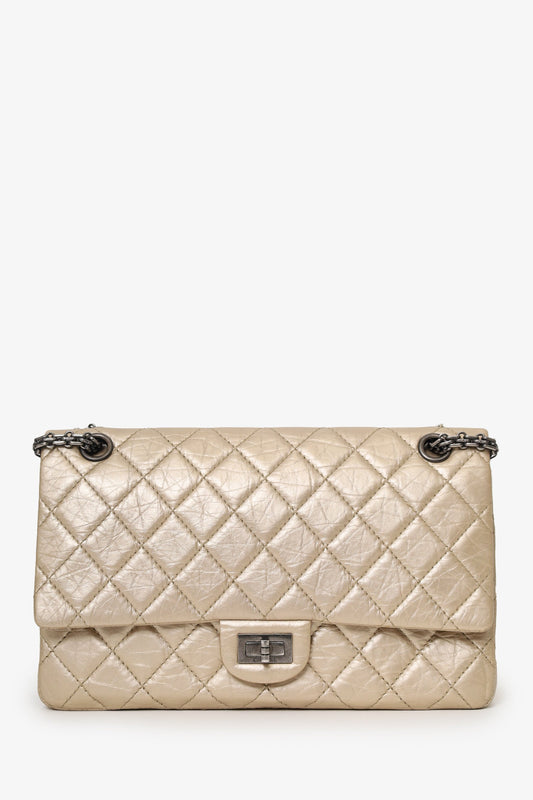 Pre-Loved Chanel™ 2012-13 Beige Metallic Aged Calfskin 2.55 Reissue Flap Bag
