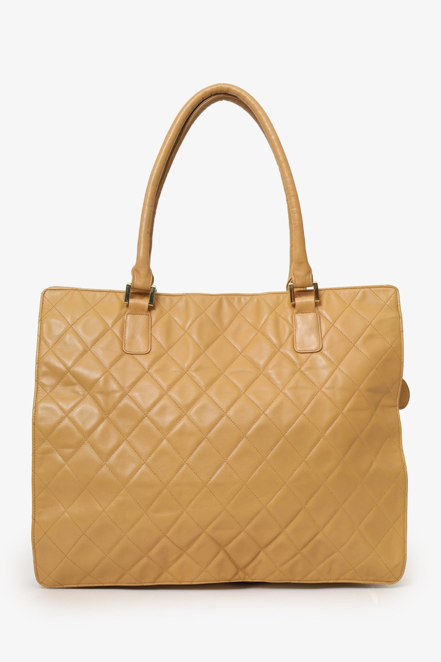 Pre-Loved Chanel™   Beige Quilted Lambskin CC Briefcase