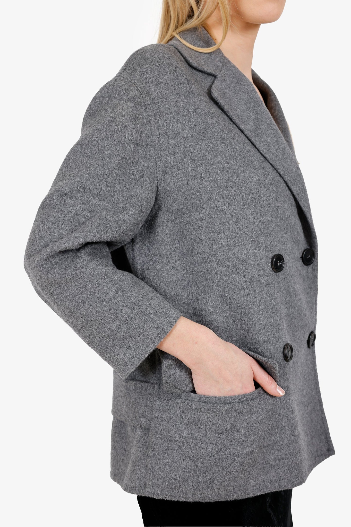 Prada Grey Wool/Angora Double Breasted Blazer Size 36