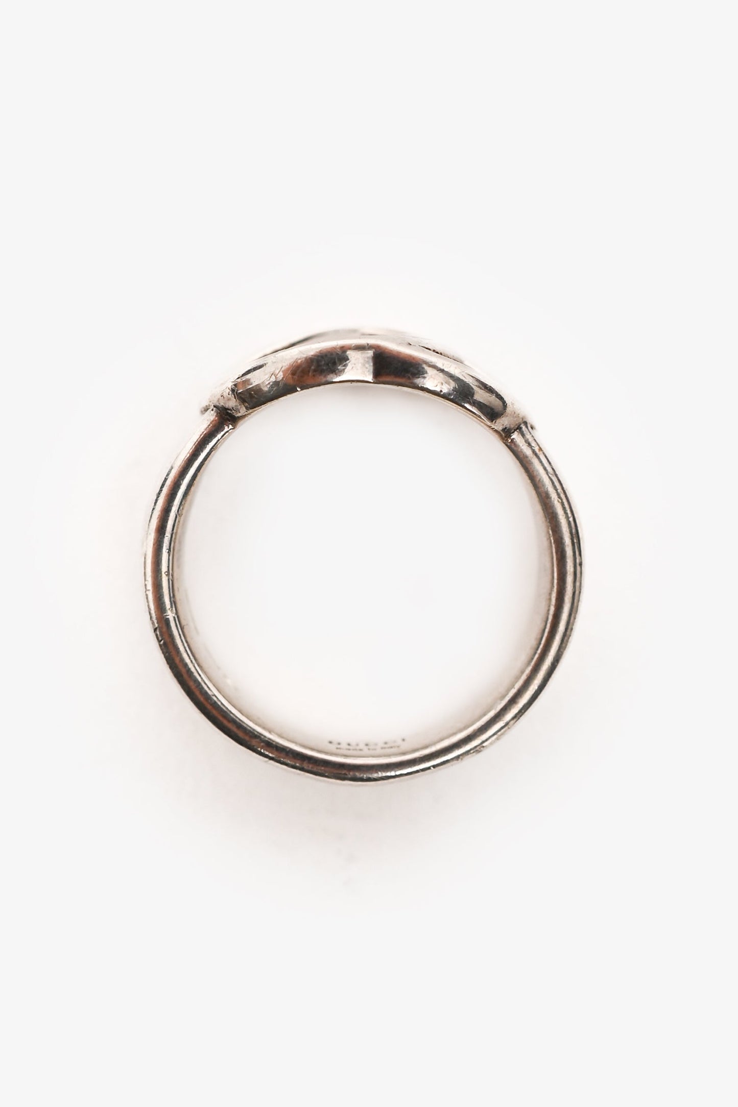 Gucci Sterling Silver Interlocking GG Ring Size 5