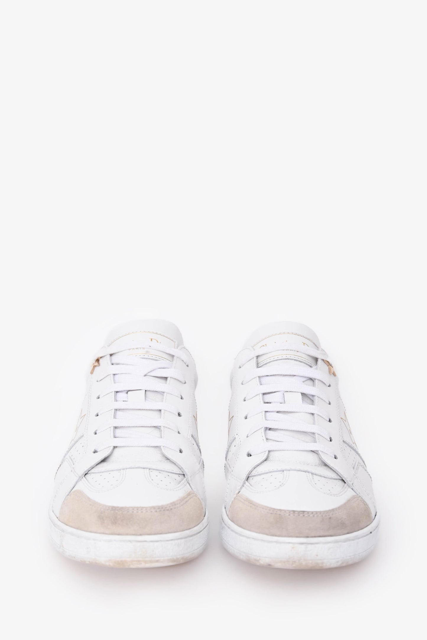 Christian Dior White Leather Star Sneakers Size 37