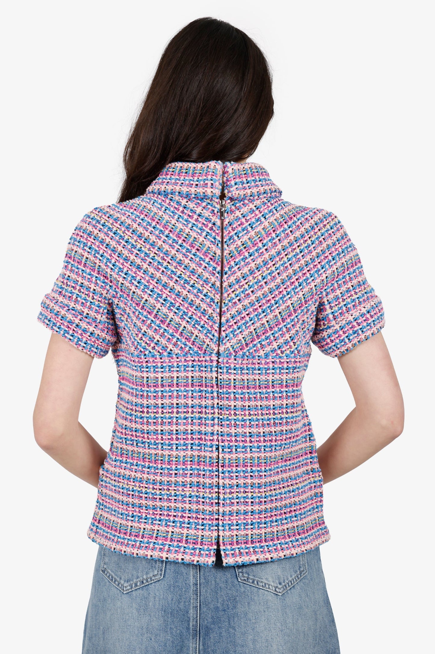 Pre-Loved Chanel™ Pink Tweed Short Sleeve Top Size 38