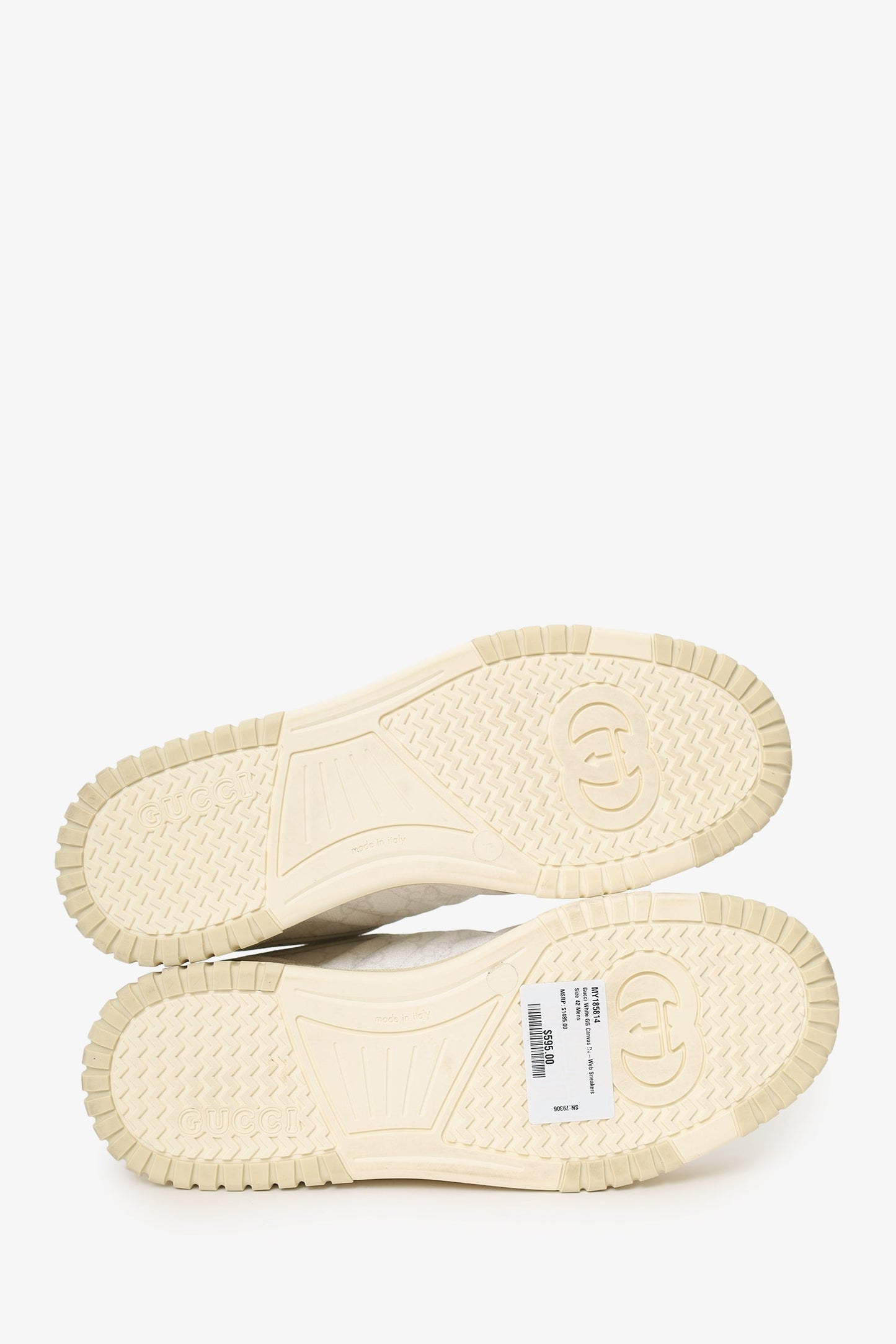 Gucci White GG Canvas Re-Web Sneakers Size 42 Mens
