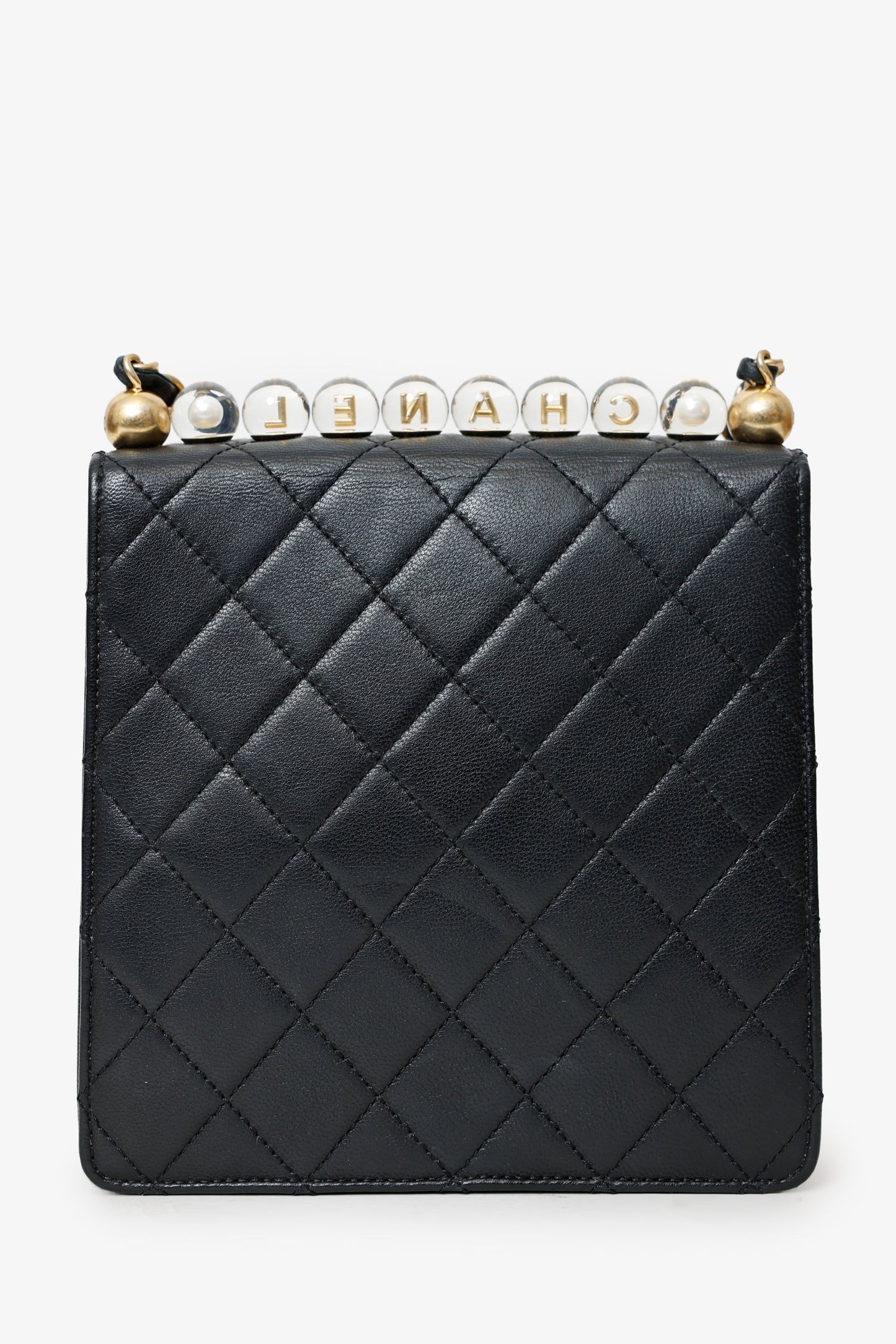 Pre-Loved Chanel™? 2019-20 Black Quilted Goatskin Mini Chic Pearls Flap Bag