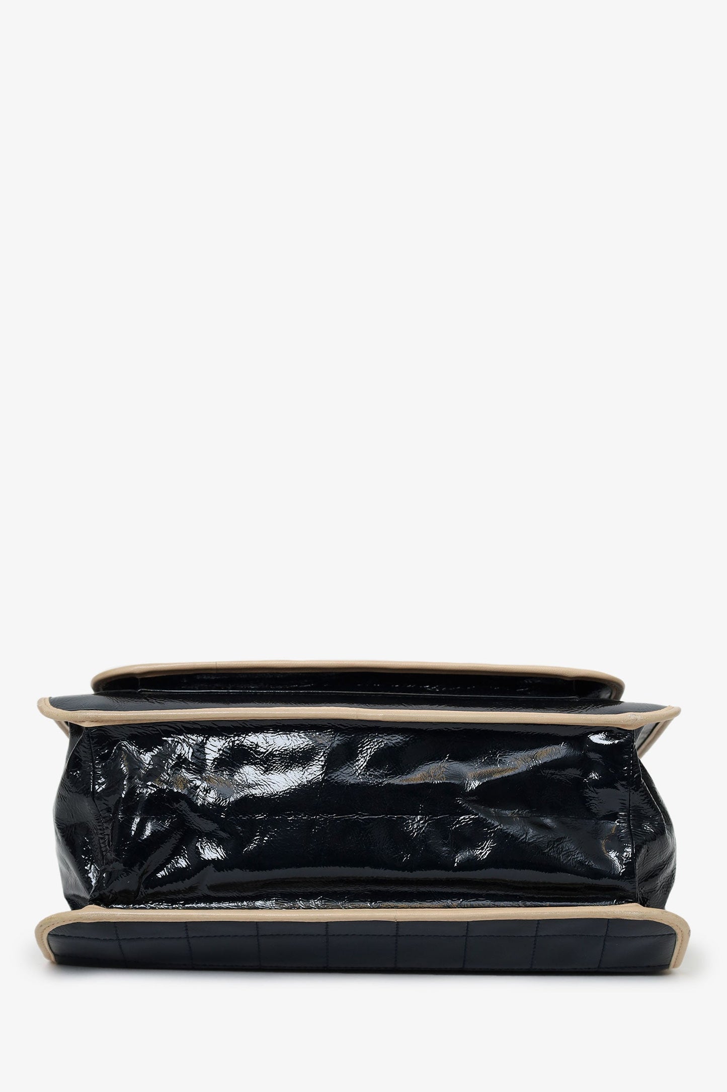 Pre-Loved Chanel™ 2006-08 Black Patent Leather Chocolate Bar Tote Bag
