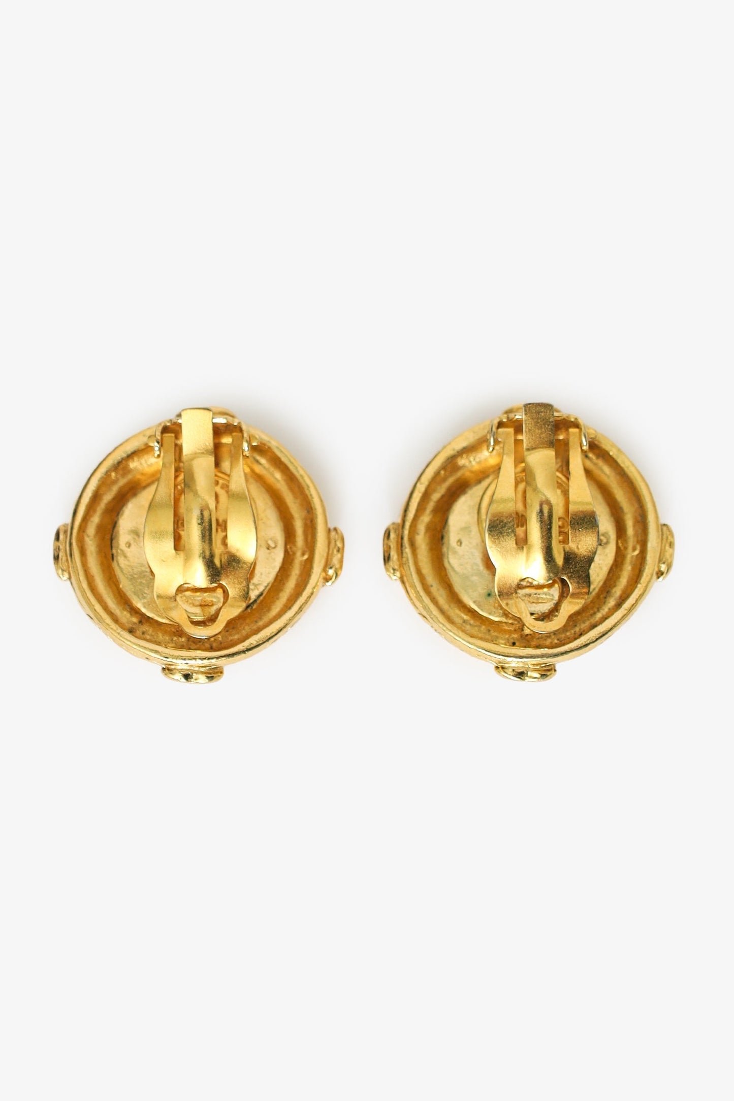 Pre-Loved Chanel™ Gold-tone CC Matelassé Clip-on Earrings
