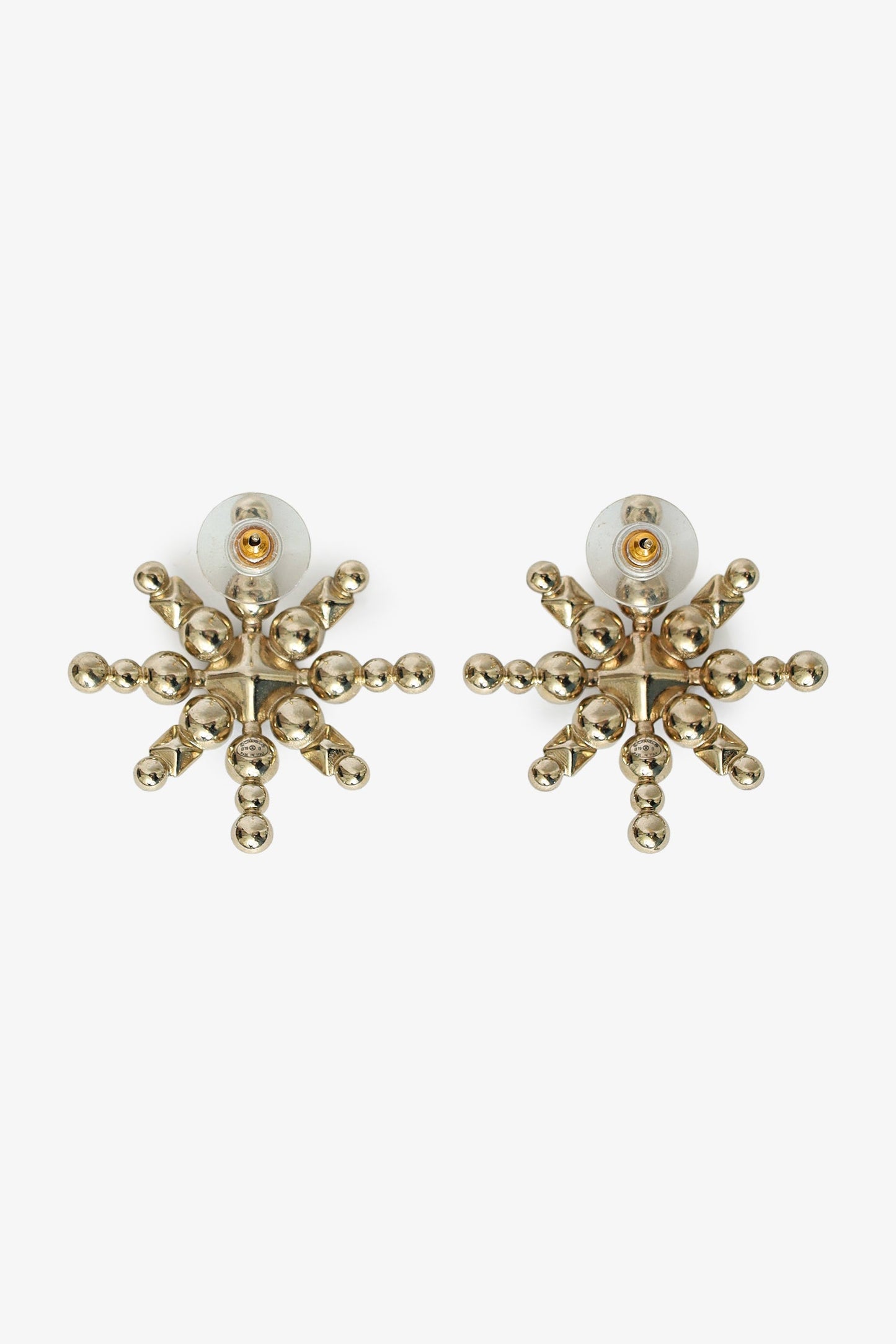 Pre-Loved Chanel™ Gold-tone Black Bead Pearl Crystal CC Star Earrings