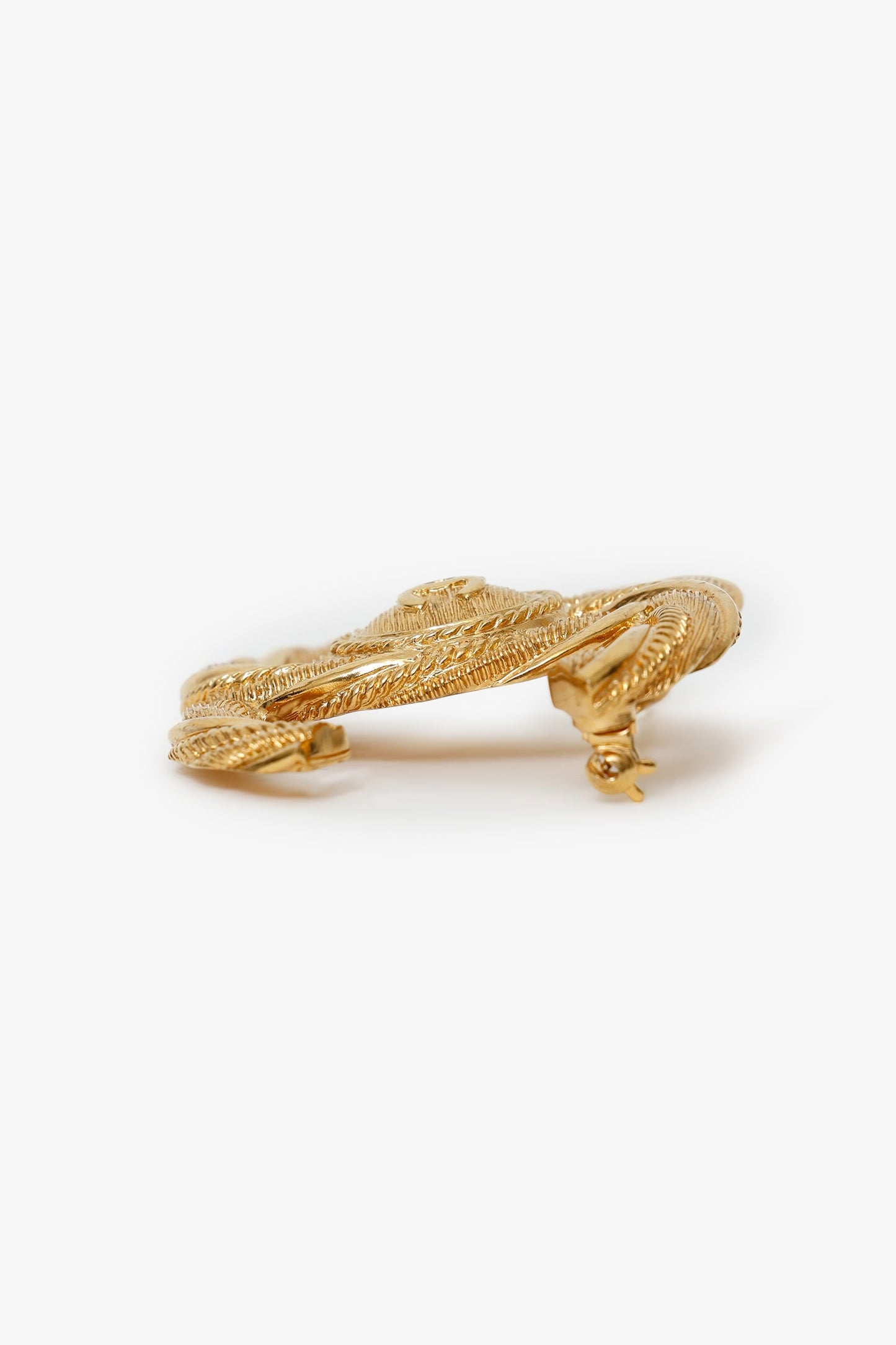 Pre-Loved Chanel™ Gold Tone Twisted CC Brooch