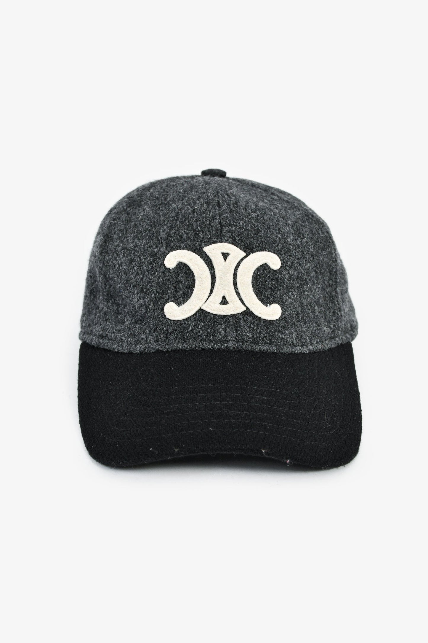 Celine Grey Wool 'Triomphe' Baseball Cap Size L
