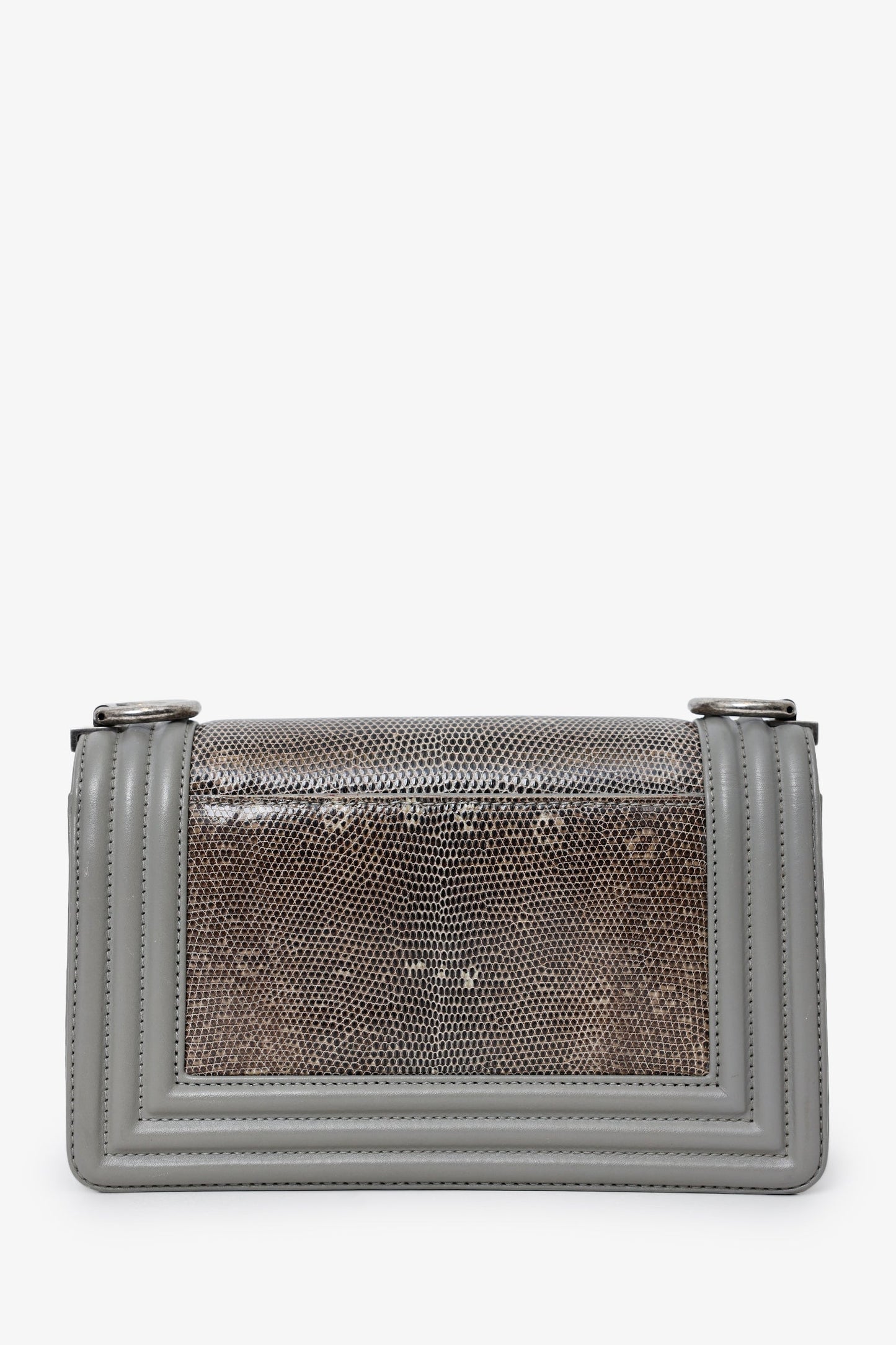 Pre-Loved Chanel™ 2014 Grey Lizard Leather Small Boy Bag