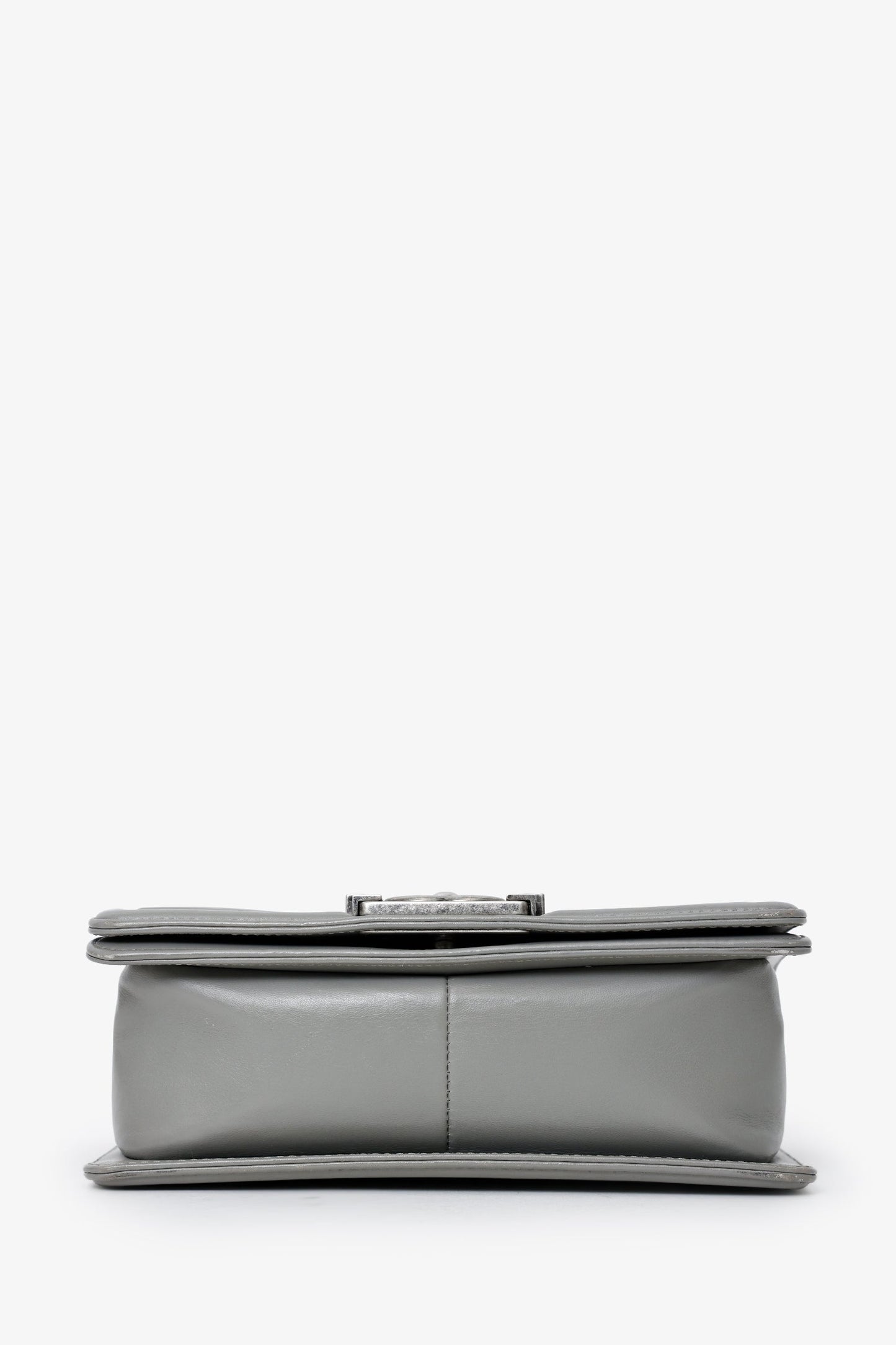 Pre-Loved Chanel™ 2014 Grey Lizard Leather Small Boy Bag
