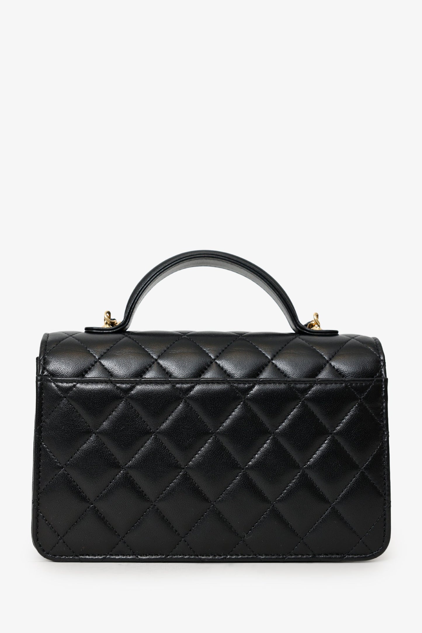 Pre-Loved Chanel™ 25B Black Lambskin Quilted Top Handle Wallet On Chain