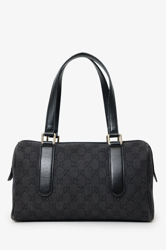 Gucci Black GG Canvas/Leather Boston Bag