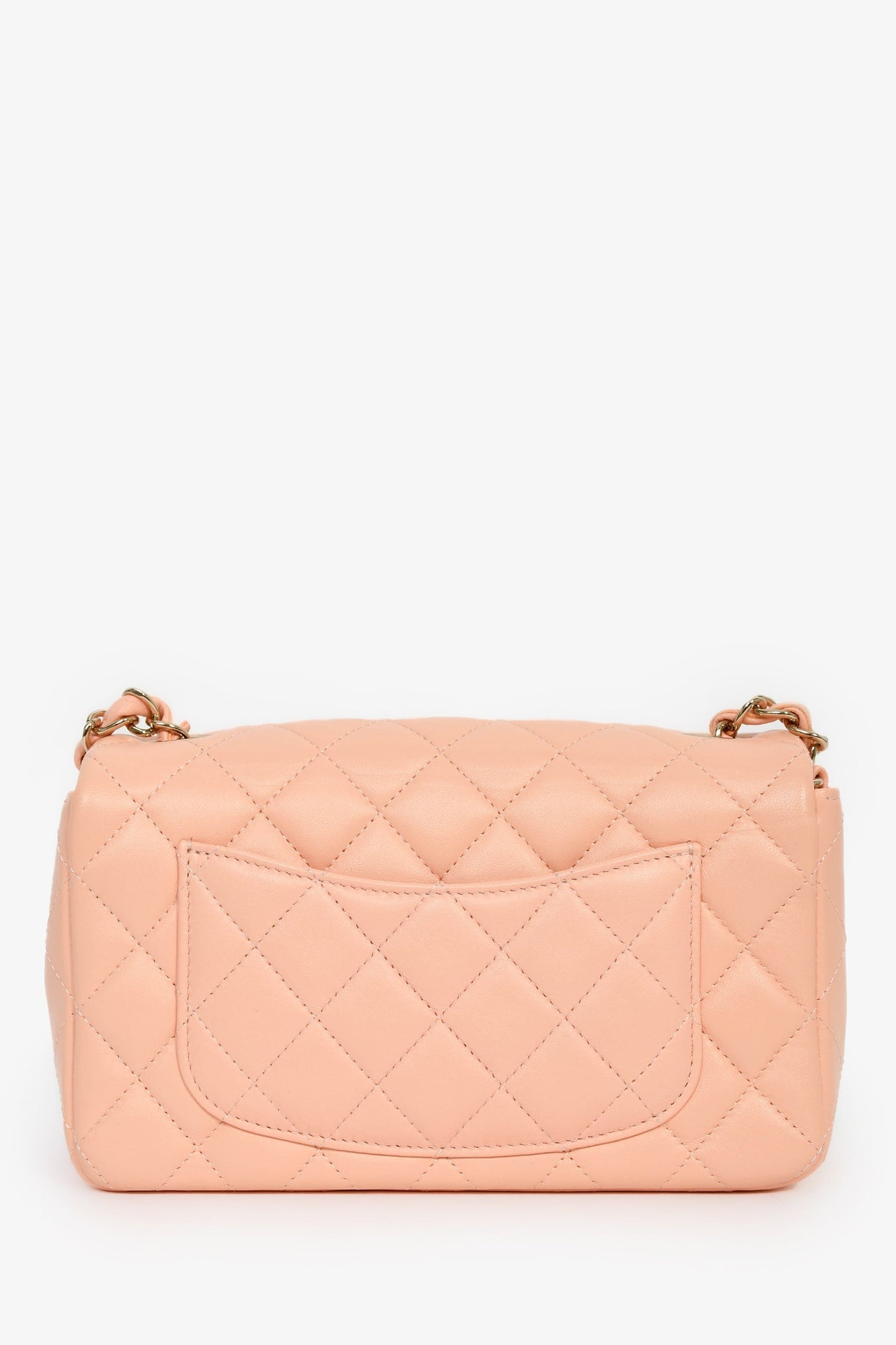 Pre-Loved Chanel™ 2022+ Peach-Pink Lambskin Mini Rectangle Classic Flap Bag