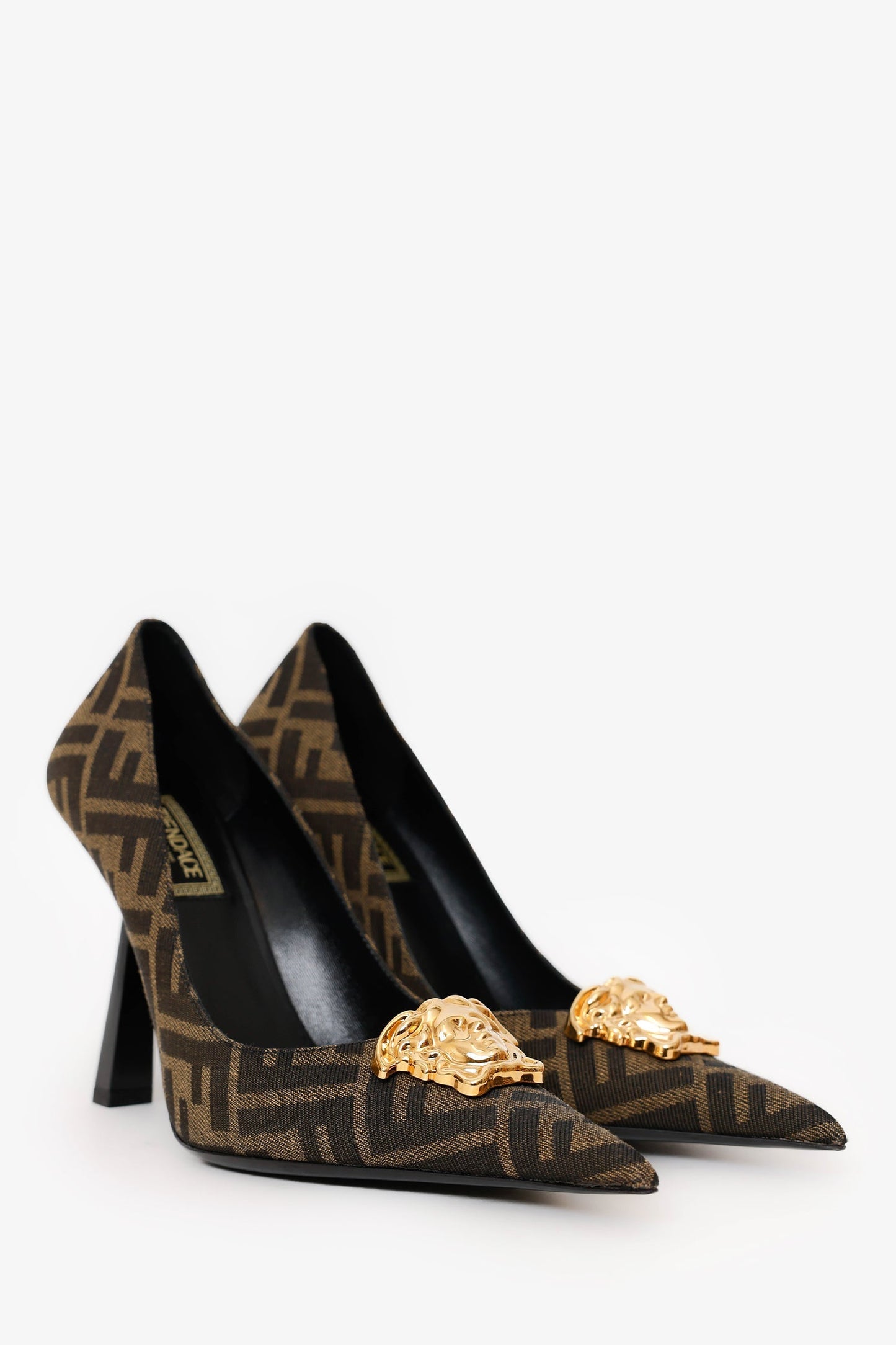 Fendace Brown Zucca Medusa Pumps Size 36