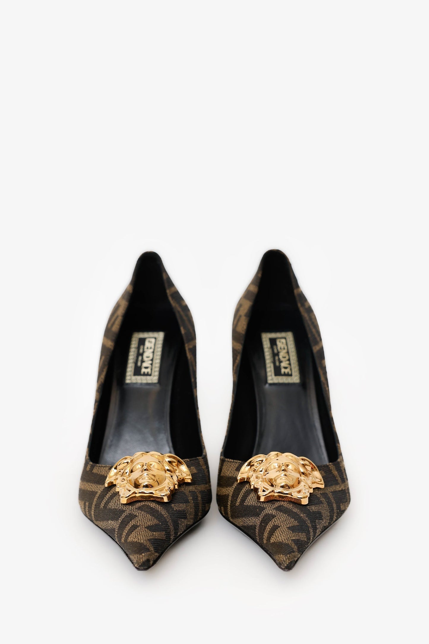 Fendace Brown Zucca Medusa Pumps Size 36