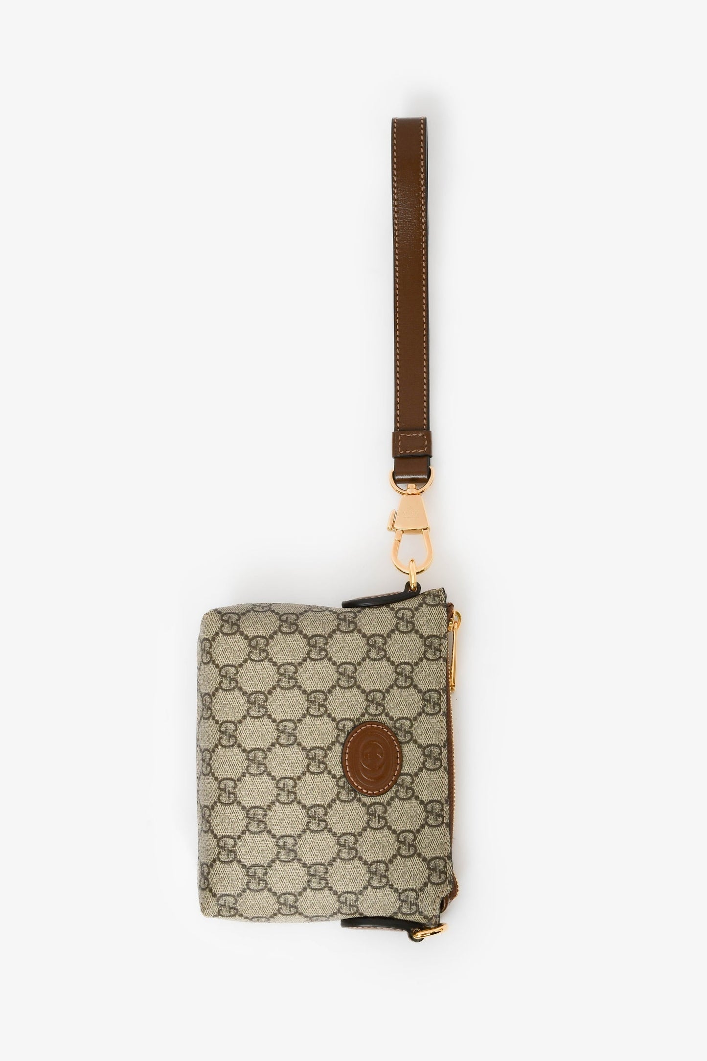 Gucci Beige GG Supreme Canvas Crossbody Bag with Wristlet Strap