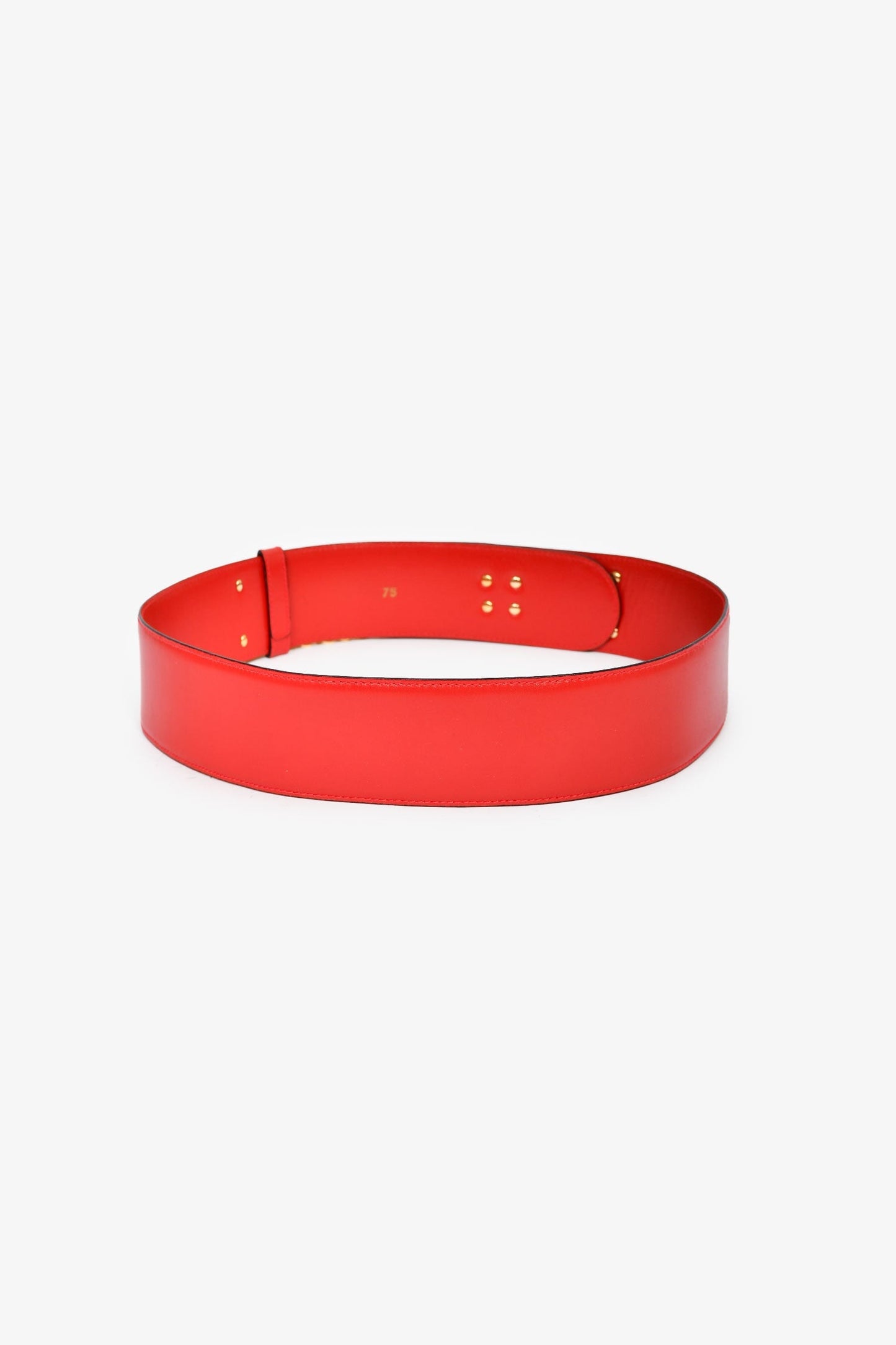 Celine Red Leather 'Collier De Chien' Belt Size 75