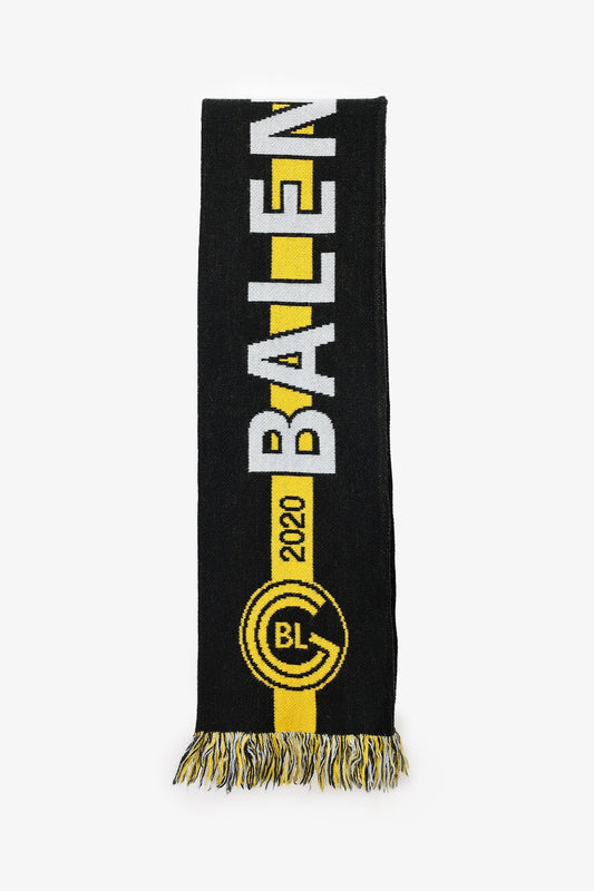 Balenciaga 2020 Black & Yellow Wool Logo Scarf