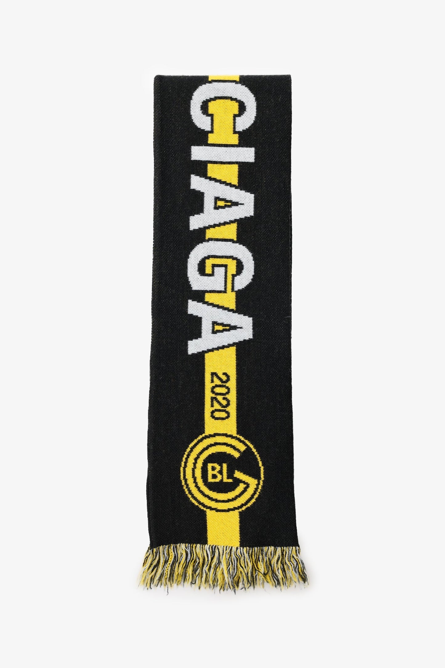 Balenciaga 2020 Black & Yellow Wool Logo Scarf