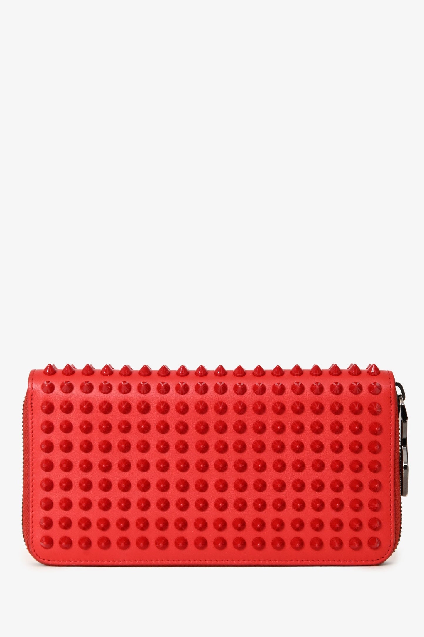 Christian Louboutin Red Leather Studded Long Wallet