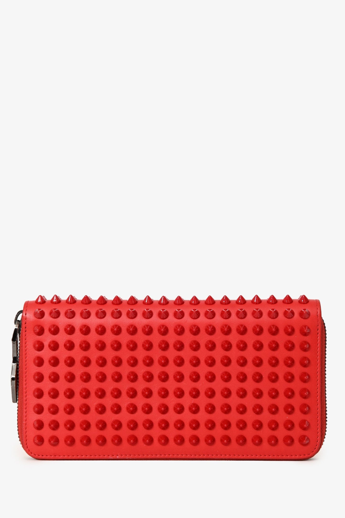 Christian Louboutin Red Leather Studded Long Wallet