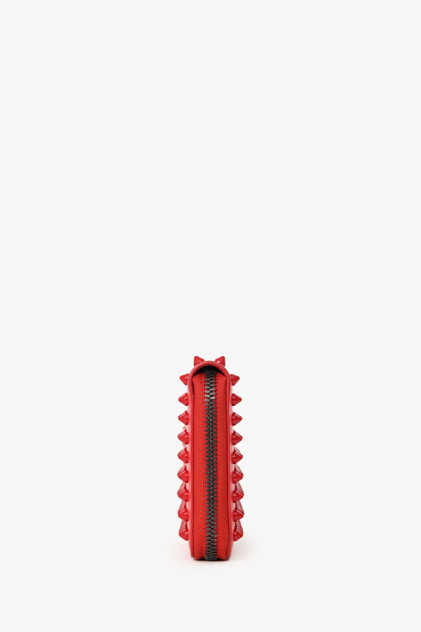 Christian Louboutin Red Leather Studded Long Wallet