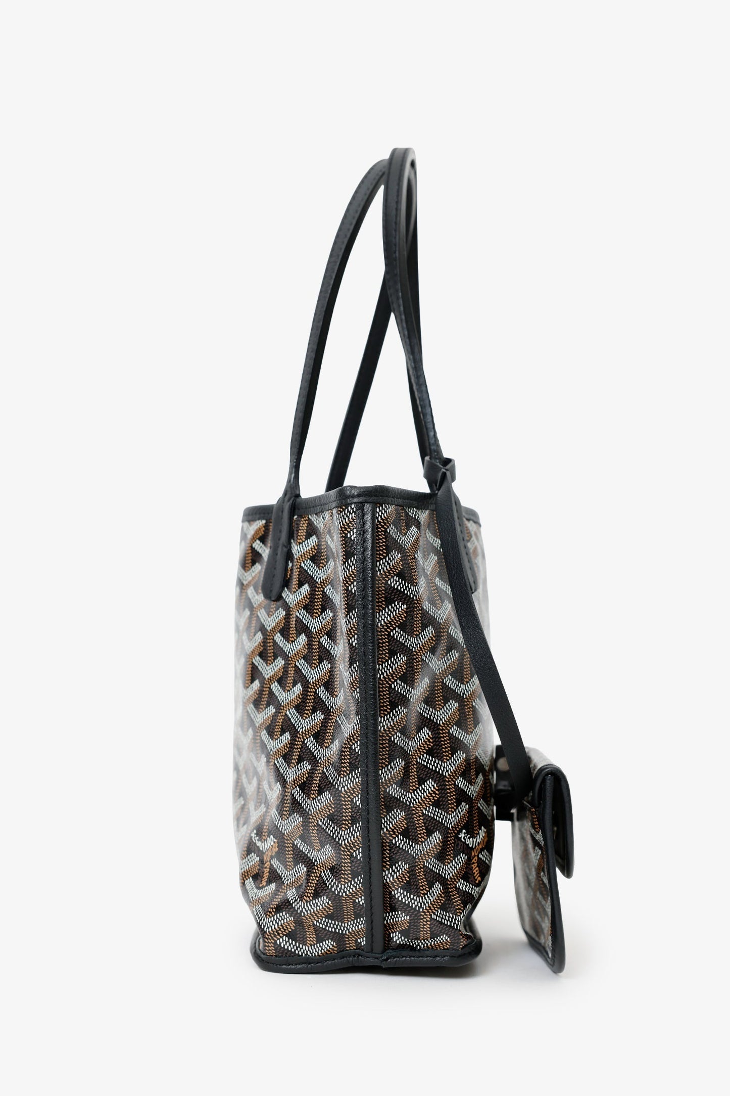 Goyard Black Goyardine Anjou Mini Tote With Pouch