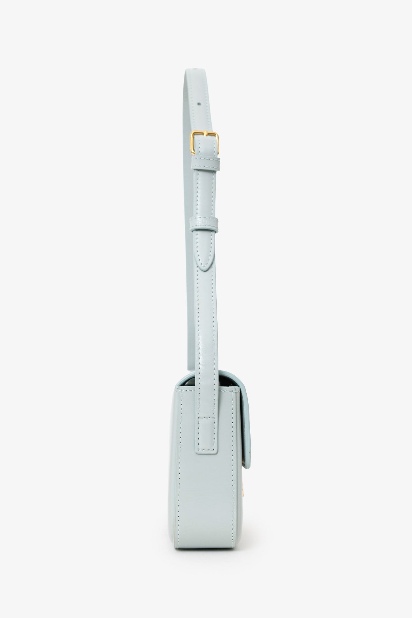 Celine Light Blue Shiny Calfskin Claude Shoulder Bag