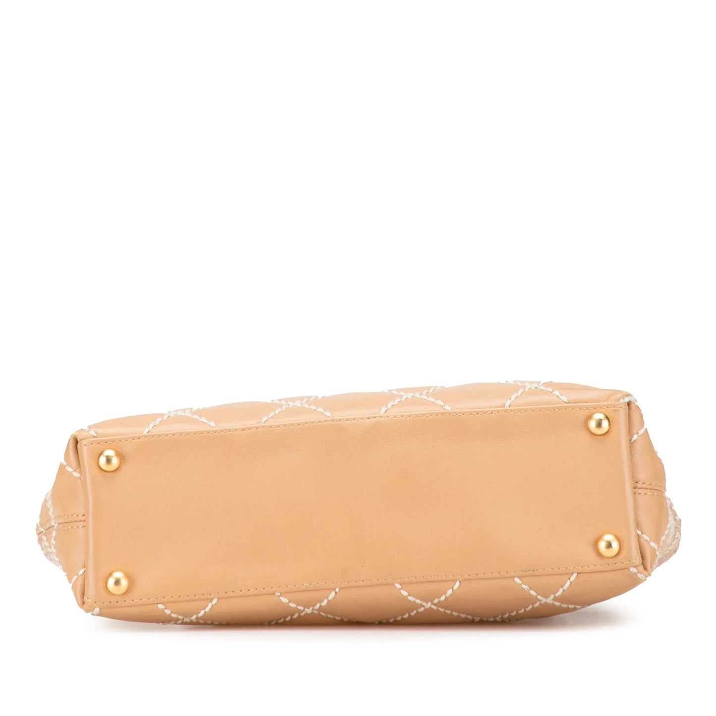 Tan Chanel Small CC Calfskin Wild Stitch Tote
