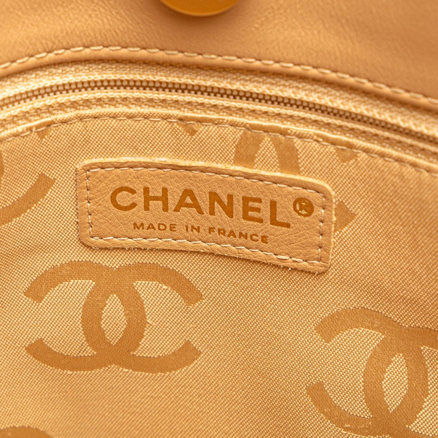 Tan Chanel Small CC Calfskin Wild Stitch Tote