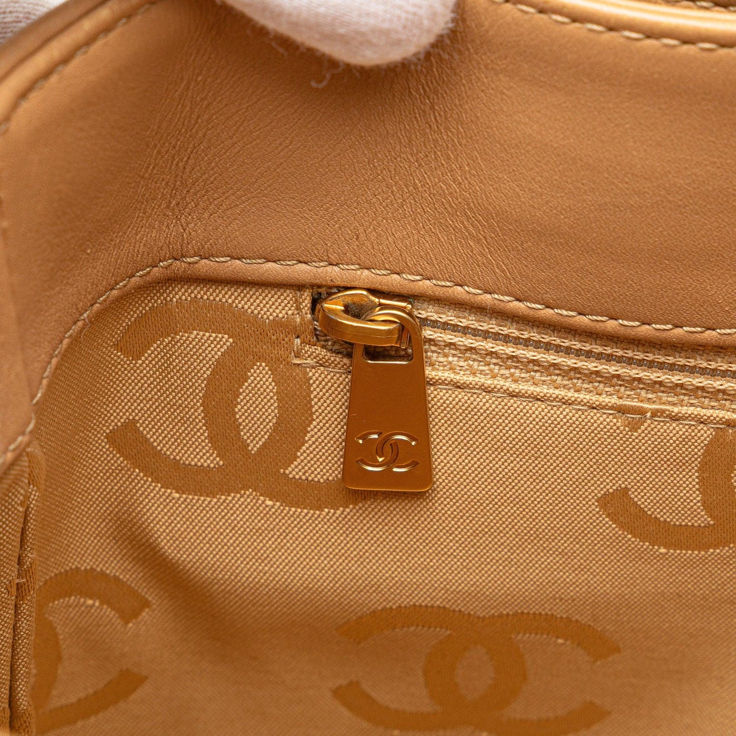 Tan Chanel Small CC Calfskin Wild Stitch Tote